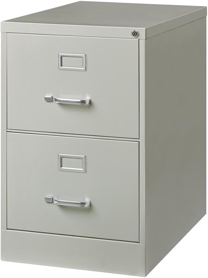 Pemberly Row 2 Drawers 28.38 Vertical Light Gray Metal Filing Cabinet Lockable Pre-Assembled Stationary Legal Size for Home Office