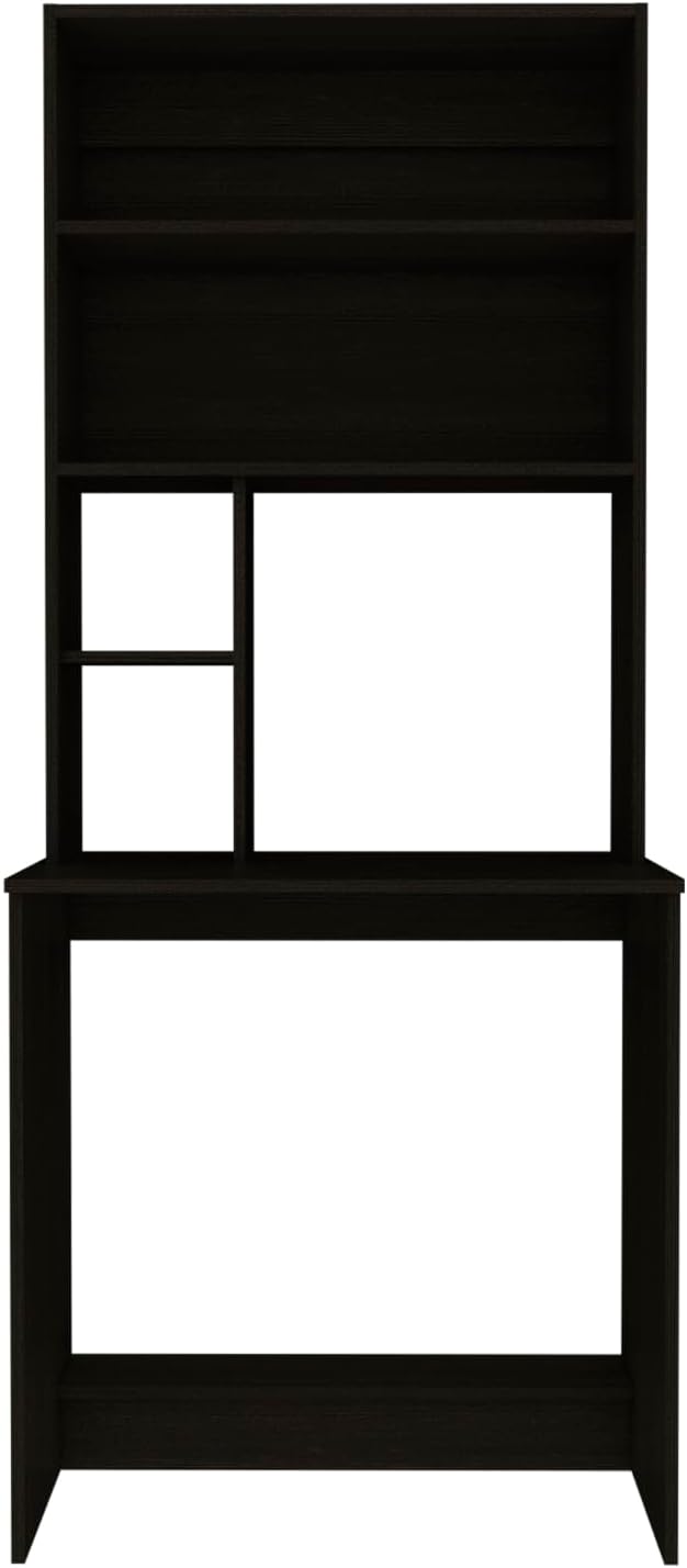 Compact 5-Shelf Writing Desk for Home Office - Black