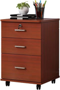 File Cabinet Simple Office Wooden Drawer Cabinet Storage Cabinet with Lock Removable Data Cabinet Storage Cabinet (Gold)