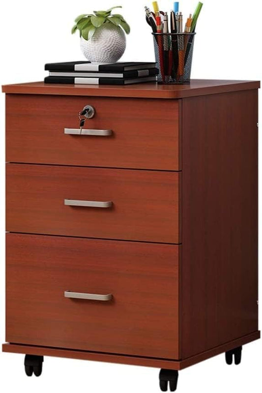 File Cabinet Simple Office Wooden Drawer Cabinet Storage Cabinet with Lock Removable Data Cabinet Storage Cabinet (Gold)