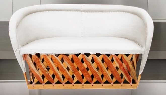 Love Seat Equipal Furniture Handmade By Equipales San Jose White Color Mexican Traditional Style Ideal for your home house garden office restaurant hotel bar beach living room bedroom equipal