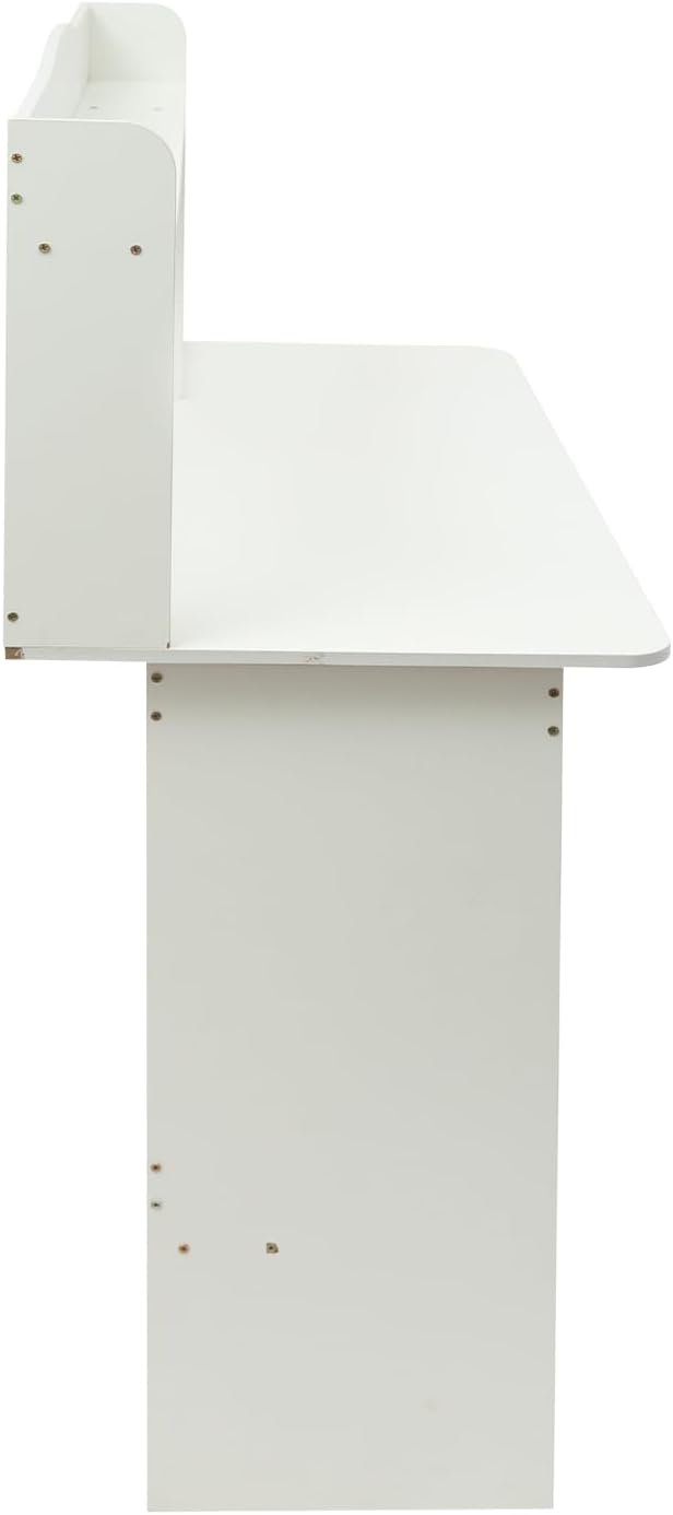 Computer Desk with Hutch - 40 Home Office Desk with Bookshelf &amp Lower Storage Shelf for Studying Gaming Table Computer Desk and Small Spaces (White)