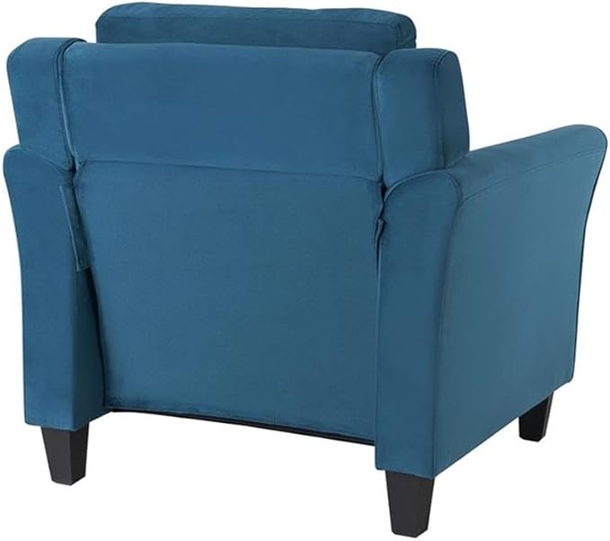 Pemberly Row Contemporary Arm Chair Blue Fabric Upholstery Tufted Back Cushions Solid Hardwood Frame High Density Foam 19 in Seat Height Elegant Living Room or Accent Seating