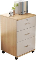 File Cabinet Wooden Thickened Under-Desk Filing Cabinet Movable Office Simple Lockable Storage Cabinet Bedroom Bedside Cabinet Filing Cabinets(Multi-Colored)