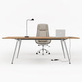 Writing Computer Desk 60-Inch Large Executive Desk Office Workstation with Chrome-Plated Legs and Built-in Power Outlet Writing Table Business Furniture Modern Minimalist Style for Home Office