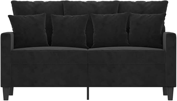 vidaXL Modern 2-Seater Black Velvet Sofa with Sturdy Metal Frame – Deep Comfort Seat - Ideal for Living Room Lounge or Home Office