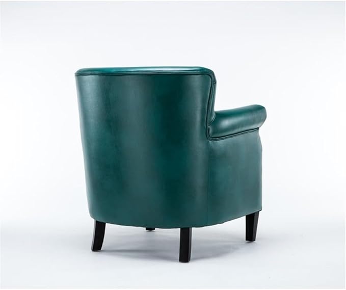 Pemberly Row Modern Club Accent Chair Teal Green Faux Leather Upholstery Hardwood Frame Chrome Nailhead Trim Solid Wood Legs No Assembly Comfortable Seating for Living Room Bedroom or Office