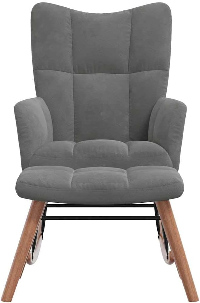 vidaXL Rocking Chair with Ottoman - Elegant and Modern Design - Dark Gray Velvet - Comfortably Padded - Durable Frame - Assembly Required