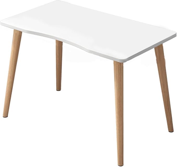 Computer DeskHome Office Desk Writing Desk Work Desk PC Table Study Desk Modern Ergonomic Arcs Design Thickened Plate Spacious Desktop Computer Desk Solid Wood PC Work Writing Table White