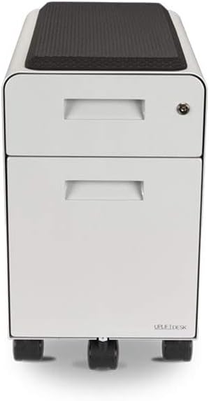 Narrow 2-Drawer File Cabinet with Seat Rolling (White) by Uplift Desk