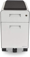 Narrow 2-Drawer File Cabinet with Seat Rolling (White) by Uplift Desk