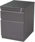 BOWERY HILL Mobile Pedestal File Cabinet 20 in Depth Steel Construction Charcoal Finish 2-Drawer Box/File Configuration Lockable Letter-Size Hanging File Storage Office Roll Filing Cabinet