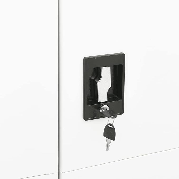 Metal Locker Cabinet Garage Storage Cabinet with 2 Doors and 4 Adjustable Shelves 70.9 White Steel Lockable File CabinetLocking Tool Cabinets for GarageHome (Style G) -AA