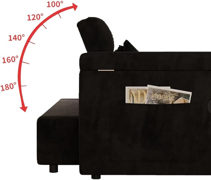 Convertible Sofa Bed 5-in-1 Pull Out Couch with Side Table Loveseat Sleeper Sofas Bed Couch with USB Port 65‘’ Velvet Pull Out Sofa Beds for Living Room Bedroom Apartment