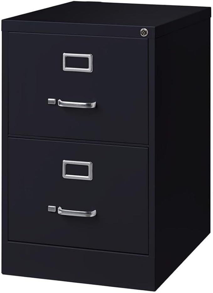 Pemberly Row 2 Drawers 28.38 Vertical Black Metal Filing Cabinet Lockable Pre-Assembled Stationary Legal Size for Home Office