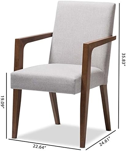 Baxton Studio Andrea Upholstered Arm Chair in Gray Beige (Set of 2)