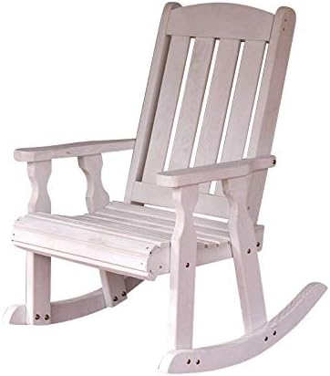 Amish Heavy Duty 600 Lb Mission Pressure Treated Rocking Chair (Semi-Solid White Stain)