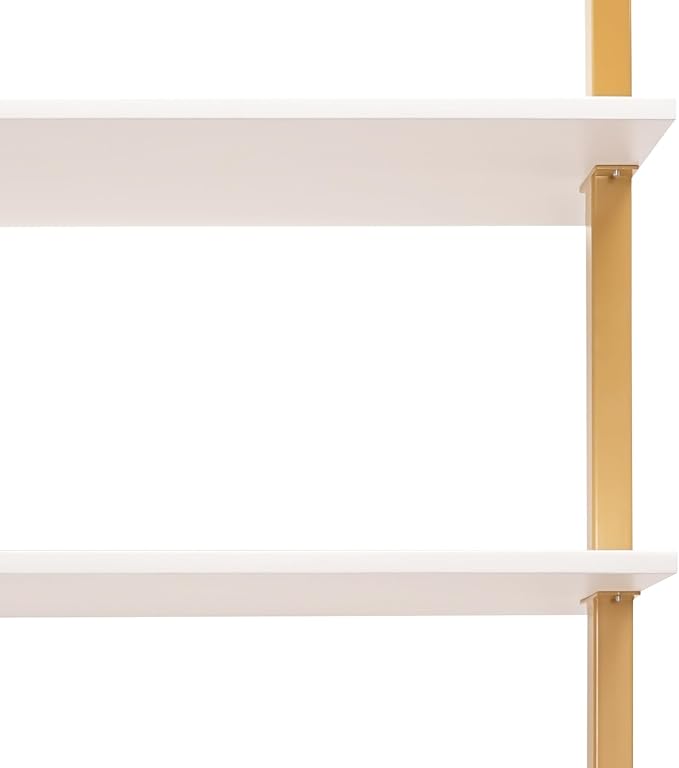 2-Shelf Industrial Wall Mount LadderWall Mount Computer or Writing Desk Computer Laptop Desk with Shelves Wall Table Floating Desk with Storage for Home Office Gold (20 Dx30 Wx72.8 H)