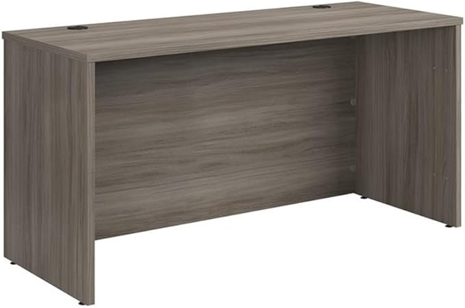 Pemberly Row Engineered Wood Computer Desk Elm/Brown Finish 60 x 24 Durable 1 Thick Top Scratch Resistant Surface Cord Management Grommets Adjustable Levelers Professional Office Desk