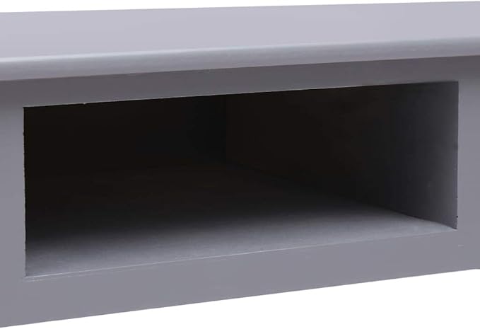 Wooden Writing Desk Modern Simple Home Office Computer Laptop Writing Desk with 2 Drawers and 1 Open Compartment Gray 43.3x17.7x29.9 Wood-86