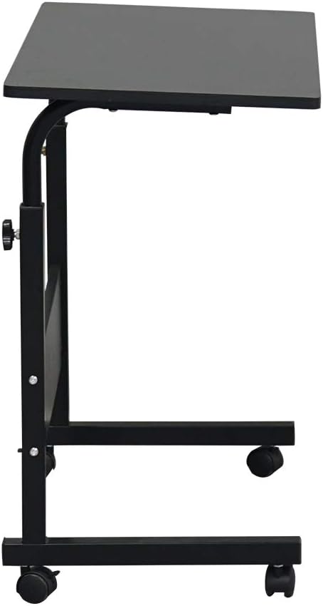Wooden Adjustable Height Portable Laptop DeskMobile Rolling Computer DeskSofa Bedside Laptop TableHome Office Laptop Workstationwith Wheelsfor Small Spaces Bedroom Apartment (Black)