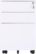 GRFIT File Cabinet Three Drawers Side Pull Metal File Cabinet White Iron Chest of Drawers for Home Office Furniture 30 * 45 * 60cm Filing Cabinets