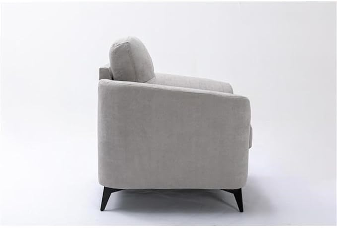 BOWERY HILL Accent Chair Light Gray Velvet Fabric Tufted Cushion Black Metal Legs Pocket Coil Seating Removable Back Cushion Modern Style Living Room or Formal Gathering Chair