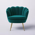 Modern Style 30'' Wide Teal Lounge Chair Living Room Barrel Chair Arched Vertical Channel-Tufted Back Accent Chair| High-Density Foam Filling Metal &amp Wood FrameSmooth Circular Seat &amp Metal