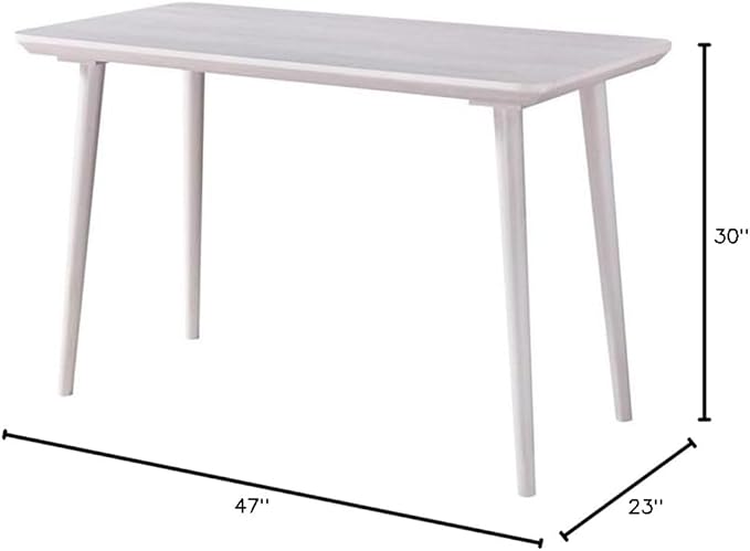 Pemberly Row Mid-Century Wood Writing Desk 47 W x 23 D x 30 H White Oak Finish MDF and Particle Board with Solid Wood Legs Beveled Table Edge Home Office Desk with USB Ports and Outlet