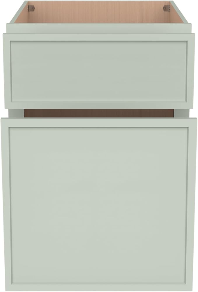 RTA Solid Wood File Cabinet with 2 Drawers Desk Under-Table Wooden File Cabinet Suitable for Bedside or Freestanding File Storage Cabinet (Jade Green 18 W × 21 D × 29.5 H)
