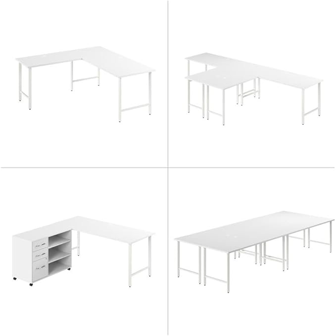 Pemberly Row 72W x 30D Computer Desk Engineered Wood White Finish Metal Legs Built-in Wire Management Sturdy Modern Home Office Desk for Professionals and Small to Medium Businesses