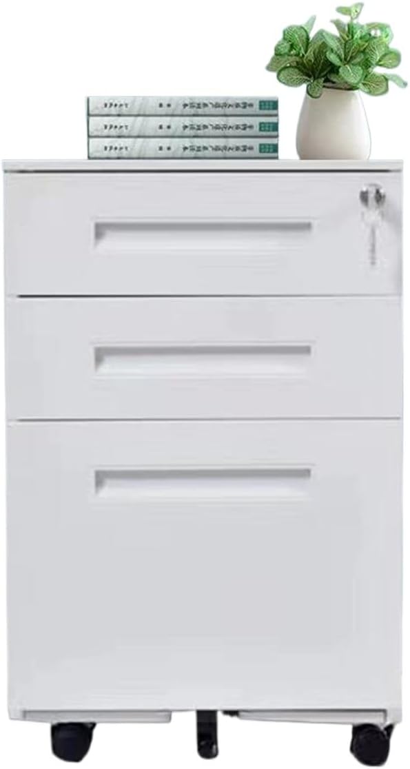 File Cabinet Three Drawer Office Cabinet Removable Short Cabinet with Locking Drawer Cabinet Under Desk Storage Cabinet (Color : White)