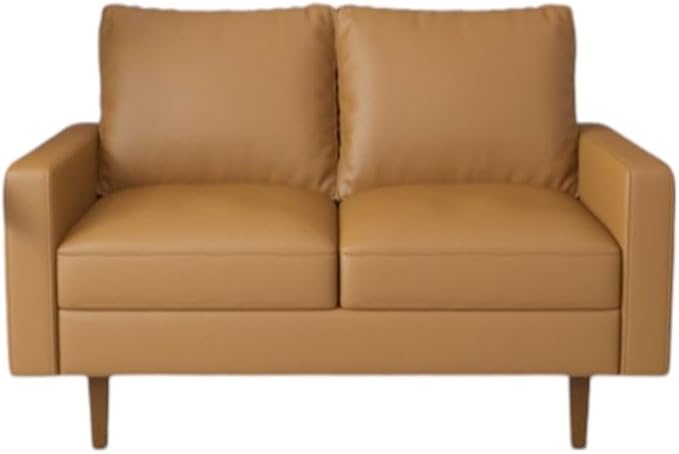 Aneley Faux Leather Living Room Loveseat in Brown