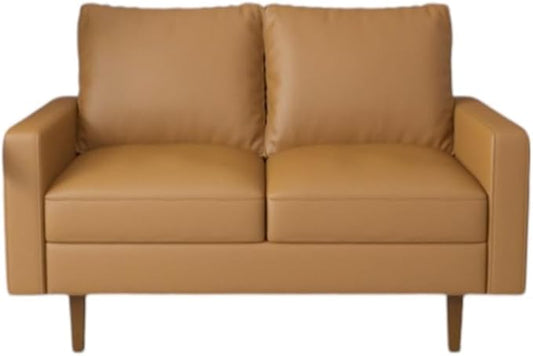 Aneley Faux Leather Living Room Loveseat in Brown