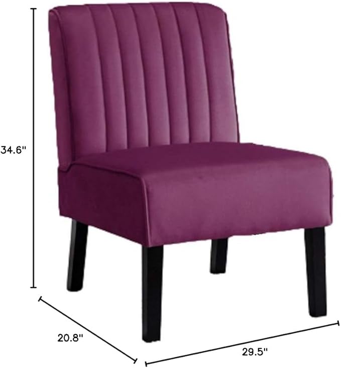Reese Mid Century Modern Accent Chairs Set of 2 with Minimalist Design Elegant Velvet Upholstery and Solid Wood Legs Ideal for Living Room or Bedroom Eggplant
