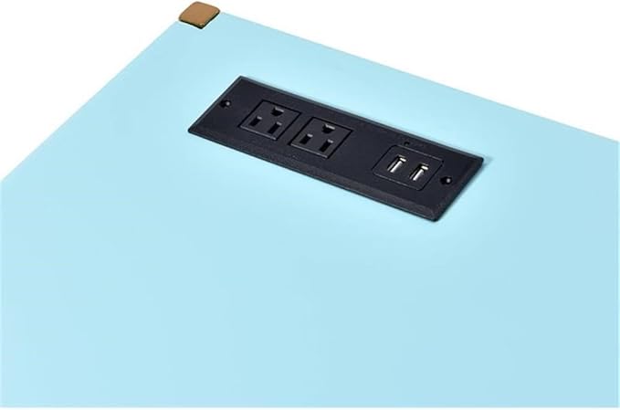 Acme Midriaks Wooden Top Writing Desk with USB Port in Baby Blue and Gold