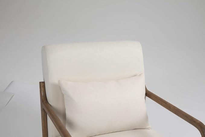 Mid Century Modern Accent Chair with Wood Frame Upholstered Living Room Chairs with Waist Cushion Reading Armchair for Bedroom Sunroom