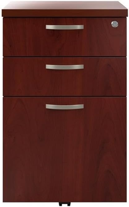 Bush Business Furniture Office in an Hour 3 Drawer Rolling File Cabinet in Hansen Cherry | Mobile Under Desk Drawers for Letter Legal and A4-Size Document Storage