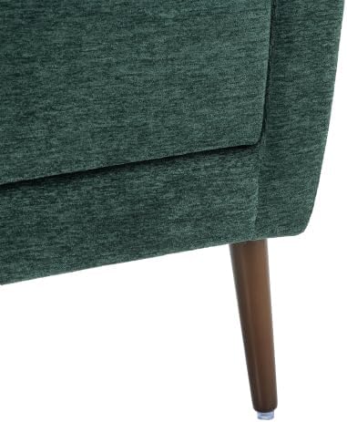 Modern Side Chair Square Shape Chenille Arm Chair Comfy Soft Padded Lounge Chair for Living Room Bedroom Home Office Kitchen(Dark Green)