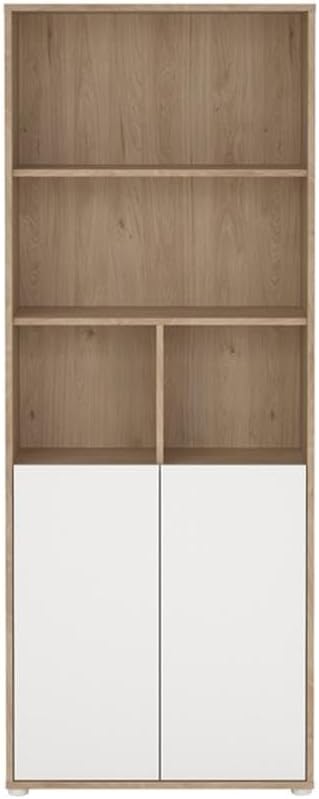 Pemberly Row Set of 2 Home Computer Office Desk &amp 6-Shelf Adjustable Bookcase