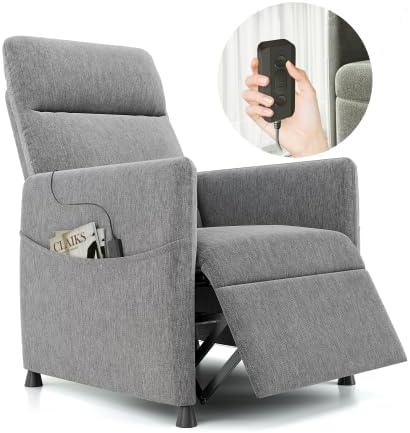 Power Recliner Chairs for Adults Small Recliners for Small Spaces w/Remote &amp Side Pockets USB Port Adjustable Recliner Chair Electric for Living Room &amp Bedroom Home Theater Rv (Grey - Vel
