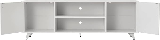 Panana TV Stand Entertainment Center with 2 Doors and 2 Cubby Storages Cabinets for up to 65 inch for Living Room Bedroom (White 53.5 inch)
