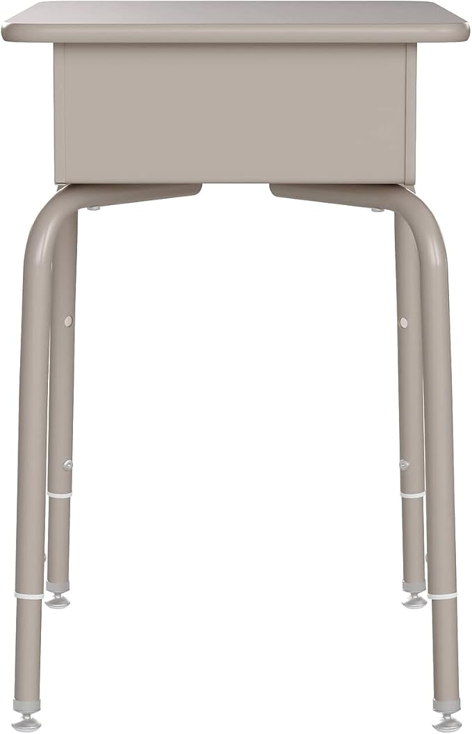 Flash Furniture Billie Student Desk - Gray Granite Open Front School Desk - Silver Metal Frame - 24W x 18D Adjustable Height Durable for School or Remote Learning