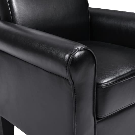 Accent Chairs Comfy Sofa Chair Armchair for Reading Living Room Bedroom Office Waiting Room PU Leather Black
