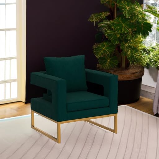 Roundhill Furniture Lenola Upholstered Accent Arm Chair Green 27.5D x 29.75W x 34.5H in
