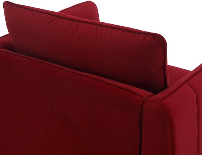 Velvet Accent Chair Mid-Century Modern Armchair with Metal Legs Single Sofa Chair for Living Room Bedroom Office Reading Includes Pillow (Wine RED + Steel + Velvet + Wood + 1 Seat + Foam)
