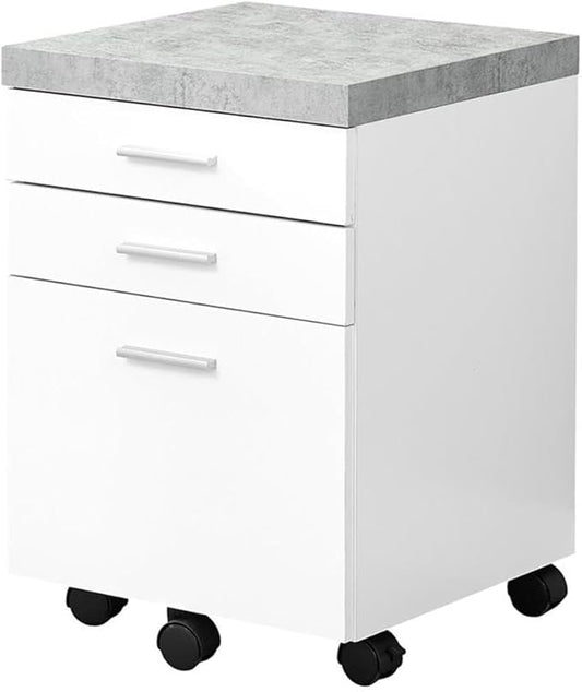 Monarch Specialties I 7051 File Cabinet Rolling Mobile Storage Drawers Printer Stand Office Work Laminate Grey White Contemporary Modern