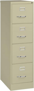 Pemberly Row 4 Drawers 52 Vertical Beige Metal Filing Cabinet Lockable Pre-Assembled Stationary Letter Size for Home Office