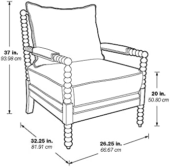 OSP Home Furnishings Fletcher Spindle Accent Chair with Rustic Brown Finish Smoke Grey Upholstery