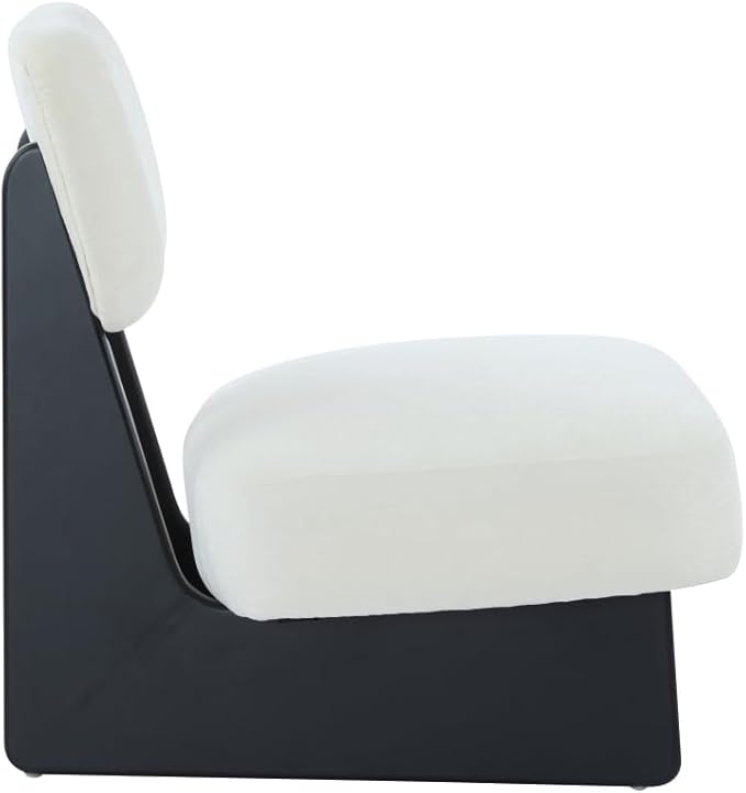 [Set of 2] Modern Beige Lounge Chair with Polyester Upholstery Sturdy Black Wood Base Stylish and Comfortable Accent Seating for Living Room (Black + White + Polyester + Solid Wood)